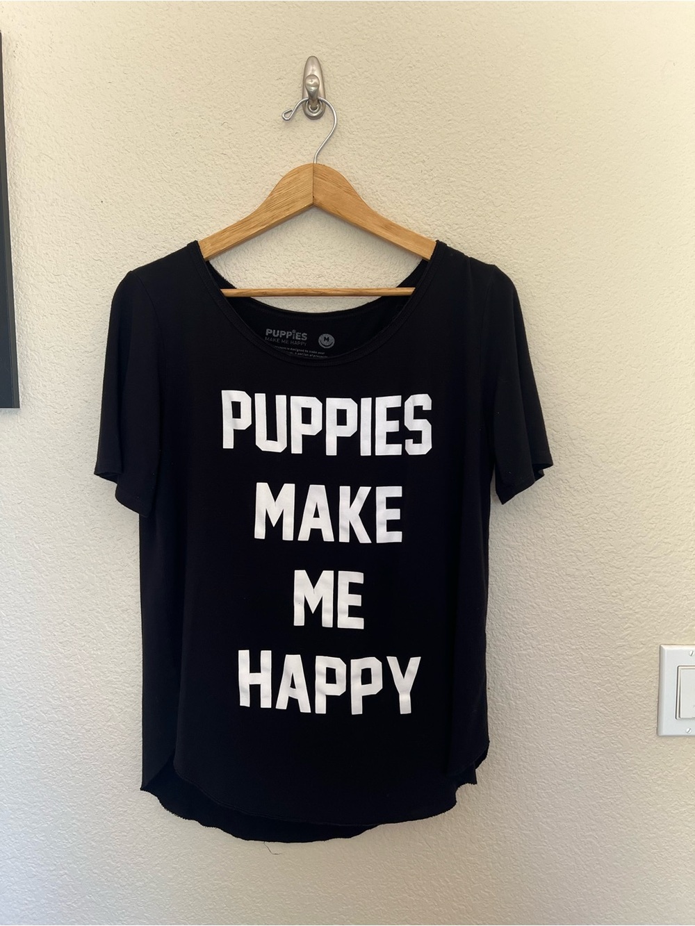 Puppies Make Me Happy Black Short Sleeve Tee - Picture 2 of 5